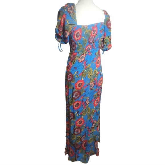 Band of gypsies Floral Blue yellow red Maxi Dress sundress xs - Picture 5 of 7